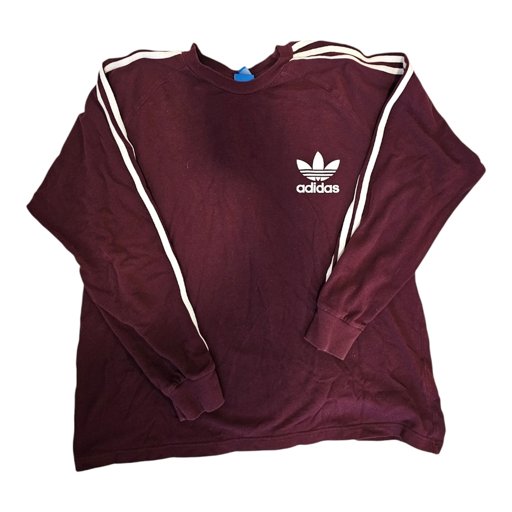 Adidas Maroon T with White Stripes